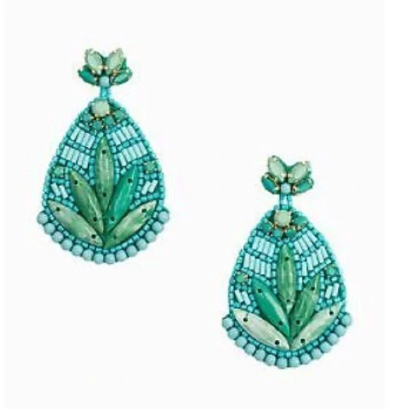 Stella & Dot | Hand-beaded SeaGreen+Turquoise Persephonie Statement Earr… - Picture 2 of 8